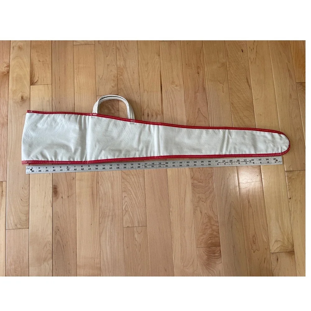 Vintage White Vinyl Sword Case Red Trim Fleece Lined Soft Sword Sleeve 36 Inch